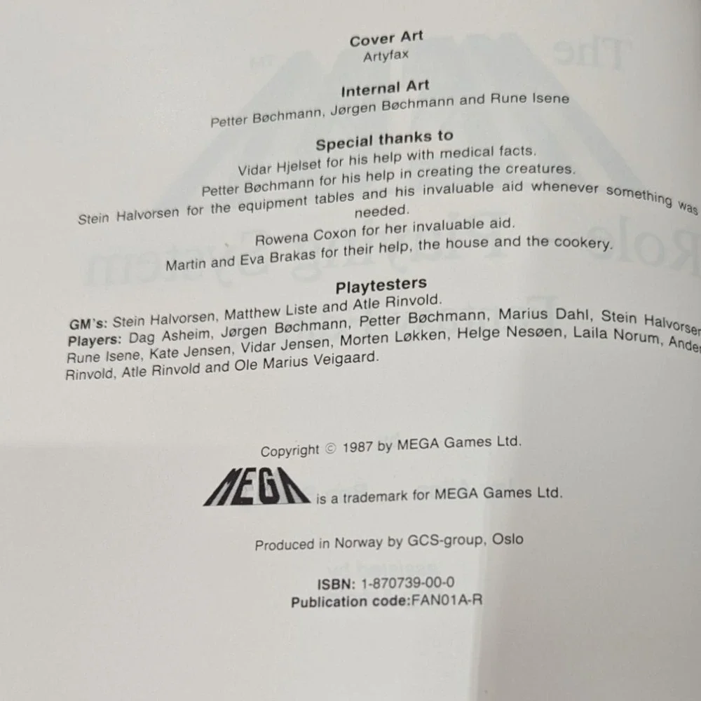 1987 MEGA Role-Playing System Fantasy Edition Isy Allon Ben Brakas TTRPG Book
